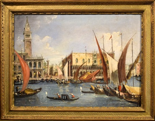 Tableaux et dessins  - Venise, bassin de Saint-Marc - école vénitienne de la fin du 18e siècle